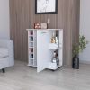 Woodland Bar Cart with Casters, Wine Rack and Open Shelf White