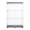 Two Door Glass Cabinet Glass Display Cabinet with 3 Shelves, Black