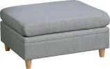 Living Room Furniture Ottoman Light Grey Dorris Fabric 1pc Cushion ottomans Wooden Legs