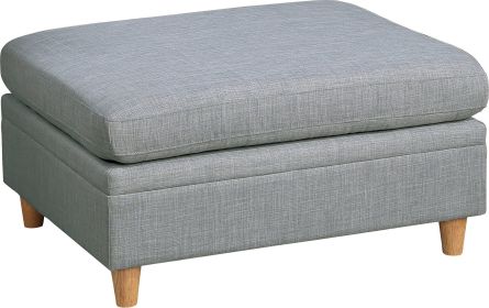 Living Room Furniture Ottoman Light Grey Dorris Fabric 1pc Cushion ottomans Wooden Legs