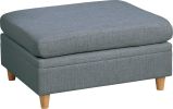 Living Room Furniture Ottoman Steel Color Dorris Fabric 1pc Cushion ottomans Wooden Legs Deco