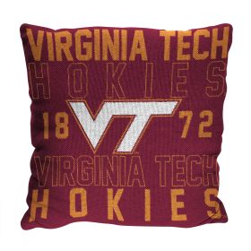 Virginia Tech OFFICIAL NCAA "Stacked" Woven Pillow; 20" x 20"