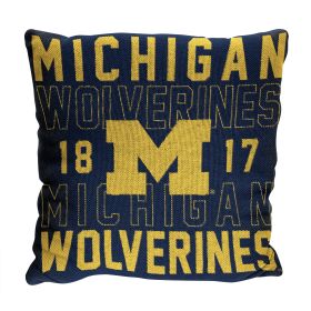 Michigan OFFICIAL NCAA "Stacked" Woven Pillow; 20" x 20"