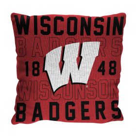 Wisconsin OFFICIAL NCAA "Stacked" Woven Pillow; 20" x 20"