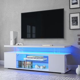 TV Stand for 65 Inch TV LED Gaming Entertainment Center Media Storage Console Table with Large Side Cabinet for Living Room( White)