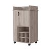 Allandale 1-Door Bar Cart with Wine Rack and Casters Light Gray