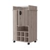 Allandale 1-Door Bar Cart with Wine Rack and Casters Light Gray