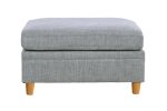 Living Room Furniture Ottoman Light Grey Dorris Fabric 1pc Cushion ottomans Wooden Legs