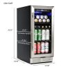 Built-in and Freestanding 15" Mini Beverage Refrigerator/Wine Cabinet, 120 Cans, 34-65°F, Quiet, Adjustable Shelves, LED Lighting, ETL , Touch Control