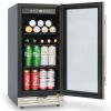 Built-in and Freestanding 15" Mini Beverage Refrigerator/Wine Cabinet, 120 Cans, 34-65°F, Quiet, Adjustable Shelves, LED Lighting, ETL , Touch Control