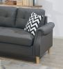 Living Room Corner Sectional Blue Grey Polyfiber Chaise sofa Reversible Sectional