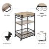 Bar Serving Cart Home Mobile Kitchen Serving cart,Industrial Vintage Style Wood Metal Serving Trolley RT