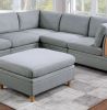 Living Room Furniture Ottoman Light Grey Dorris Fabric 1pc Cushion ottomans Wooden Legs