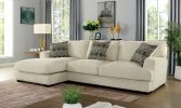 Living Room Lounge Ottoman Beige Chenille Fabric Comfort Cozy Plush Seat foam Wooden Legs 1pc Ottoman Only.