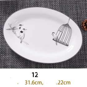 Bone China Dish Deep Plate Shallow Creative European Style (Option: Stroke plate-12inch fish plate)