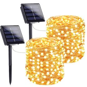 Outdoor Rain-proof Solar Copper Wire Lamp (Option: Yellow-7meters 50lamp)