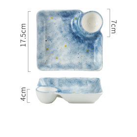 Japanese Creative Ceramic Dumpling Special Plate Comes With Vinegar Plate (Option: Sky)