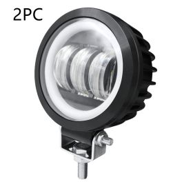 Fog Light With Aperture Angel Eye Motorcycle Spotlight Off-road Vehicle (Option: Blue-Round-2PCS)