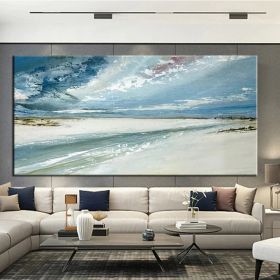 Hand Painted Oil Paintings Abstract Seascape Painting Beach Ocean  Living Room Hallway Luxurious Decorative Painting (Style: 01, size: 100x150)