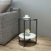 2-layer Tempered Glass End Table;  Round Coffee Table for Bedroom Living Room Office