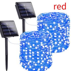 Outdoor Rain-proof Solar Copper Wire Lamp (Option: Red-7meters 50lamp)